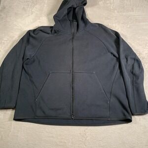 Nike Hoodie Mens 2XL Black Full Zip Swoosh Sweatshirt Raglan‎ Pockets 928483-010